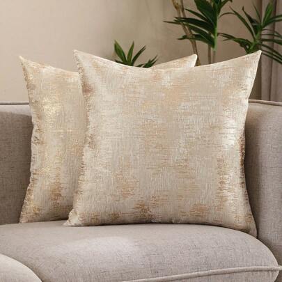 Miater 2入組金色線織物菱形紋飾枕頭套