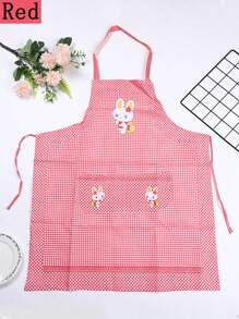 1 件轻质快干便捷围裙，兔子图案，成人系颈涤纶腰裙