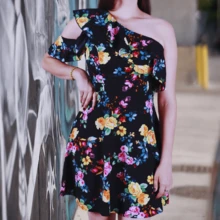 VestidoFloralCasualTelaVolanteVESTIDO - Amarillo - Ver 1