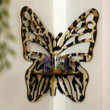 1 件波西米亚豹纹木质蝴蝶形壁挂水晶架，适合居家和酒店的简约装饰 - 彩色 - 查看 6
