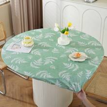 1pc Printed Round Tablecloth, Vinyl Flannel Backed Table Cover, 100% Waterproof And Oil-Resistant Plastic Tablecloth, Spring Flower Tablecloth, Round Elastic Edge, Suitable For Dinner Parties, Outdoors, And Picnics.