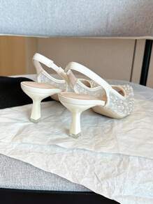 Tacones de tacón medio con apertura en la espalda, moda sexy y casual para mujer