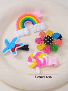 42pcs Girls Butterfly, Fruit, Animal, Cartoon, Flower, Rainbow Random Style Hair Clips, Simple Bangs Hairpins, Everyday Use & Gift - Multicolor - View 7
