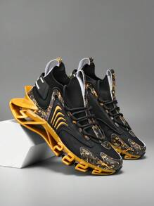 Men's Four-Season Sports Shoes, Punk Science Fiction Sole Design, Breathable Help Surface, Comfortable Inside, Suitable For Daily Fitness Wear