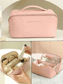 1 件大容量防水 PU 化妆包，适用于女士美容工具和洗漱用品，多功能旅行洗漱包，化妆包化妆袋护肤包洗漱包收纳包，旅行必需品邮轮必需品宿舍必需品浴室装饰夏季化妆品收纳盒浴室配件 - 彩色 - 查看 14