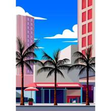 1pc Japan Beach City Summer Hiroshi Nagai Vaporwave Prints Posters Wandkunst Canvas Schilderij Nordic Wandfoto's Woonkamer Decor Geen Lijst