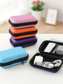 1/2 件波西米亚风格 EVA 耳机盒 - 紧凑型旅行收纳盒，可收纳耳机、充电器、电缆等，配有拉链封口、便携包支架、小袋、电子收纳盒、SD 卡、珠宝盒 - 彩色 - 查看 10