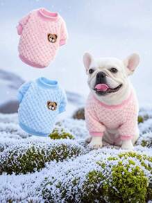 Bear Embroidery Pet Dog Vest Winter Warm Dog Clothes For Small Dogs Plush Puppy Cat Coat Yorkies Chihuahua Shih Tzu Pug Outfits