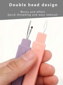 A 2-In-1 Thread Cutter And Threader Set - Portable Sewing Accessories With Hole Cutter, Protective Cover, Convenient Thread Removal Tool For The Elderly, Easy Threading Tool - Colorful Double Head Sewing Aid