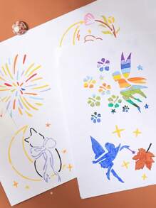 6 feuilles avec des motifs différents, matériau PET imperméable, fusion d'elfes et de la nature, motifs riches, convenant à diverses créations DIY, activités créatives familiales, activités de team building, etc., rentrée scolaire, fournitures scolaires