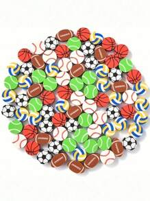Borradores con forma de balones deportivos: Baloncesto, fútbol, tenis, rugby, béisbol, voleibol - Borradores pequeños, borradores con forma de balón de fútbol americano, adecuados para regalos de fiesta, uso en hogar, escuela, trabajo, recompensas en el aula, premios, regalos de vuelta al cole - Multicolor - Ver 7