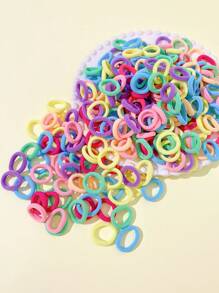 100/200/300/500/800/1000pcs Multi-Color Cute Elastic Polyester Hair Ties, Suitable Gift For Women ,Hair Rope Ponytail Head Accessories - Multicolor - View 6