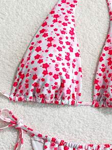 Women's Summer Vacation Style Floral Print Bikini - Multicolor - View 2