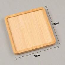 6 件套竹杯垫套装带支架，适用于咖啡桌，盆栽木制杯垫，办公桌保护，乔迁礼物，方圆形竹杯垫适用于花盆、饮料托盘、办公桌 P