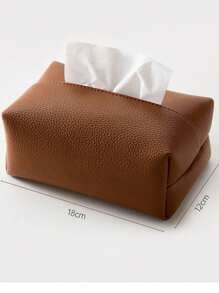 1pc Rectangular Modern Decorative PU Leather Tissue Box Cover, Suitable For Vanity, Nightstand, Living Room, Office Desk And Car
