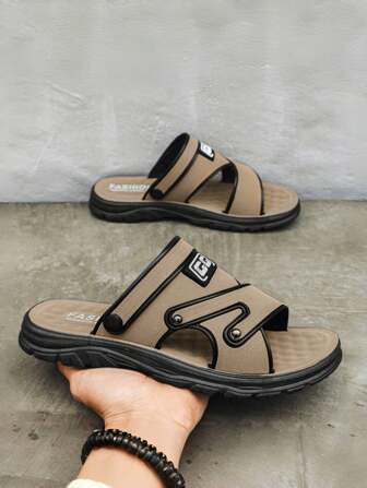 Men's Sandals Non-Slip Breathable Lightweight For Beach & Outdoor Summer Flip Flops With Faux Leather Design