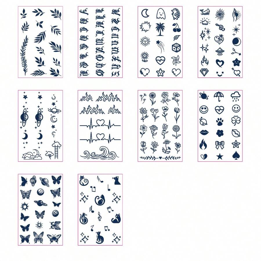 10 miếng dán hình xăm ốc tai bằng nước ép thảo dược trong 15 ngày, giấy dán hình xăm bán vĩnh viễn Advanced Sense - Màu xanh lam - Xem 1