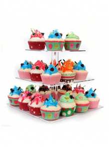 Suporte Redondo Acrílico para Exposição de Bolos, Expositor Multiandares para Sobremesa e Alimentos para Casamento, Festa de Aniversário