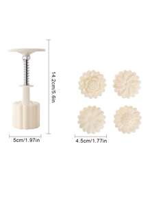 4pcs Daisy Flower Shape Mooncake Molds, Handpress Non-Stick Mung Bean Ice Cream Cartoon Mold Baking Tools - 4 Pieces Of Daisy 50g - View 10