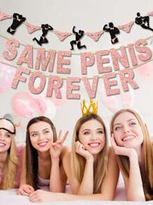 Bachelorette Party Banner, Rose Gold Bachelorette Party Decorations, Hen Party Banner Sign Decorations Bridal Shower Supplies - Pink Black - View 5