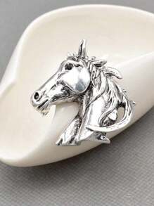 1 pieza Broche Vintage Retro de cabeza de caballo de metal dorado, Pasador de solapa de estilo europeo y estadounidense unisex con diseño de animal