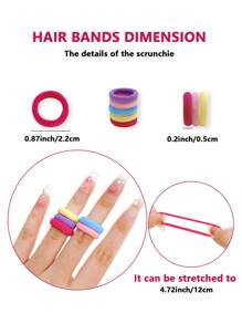 100/200/300/500/800/1000pcs Multi-Color Cute Elastic Polyester Hair Ties, Suitable Gift For Women ,Hair Rope Ponytail Head Accessories - Multicolor - View 3