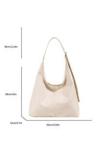 Bolso de hombro de gran capacidad para mujer en estilo retro, versátil bolso de mano de unicolor suave