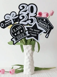 5Pcs Class Of 2025 Graduation Party Decorations Kit | 2025 Grad Decor Supplies, Spring-Summer 2025 Centerpiece Set, Aesthetic Cake Toppers & Floral Vase Inserts, Photo-Ready Grad Party Backdrop Props, Instant Checkout Best Seller, Limited Edition Grad Gifts, Unforgettable 2025 Grad Celebration Decor - Multicolor - View 7
