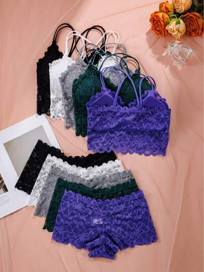 Verleidelijke Kanten Lingerie Set, Com Tafel Wire Free BH Camisole view 2