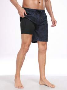 Men's Summer Quick-Dry Beach Shorts, Casual Resort Style Printed Loose Fit Elastic Waist Boxer Shorts With Milk Silk Lining - Grey - View 2