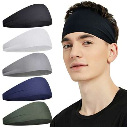 1PC/2PCS/4PCS Men Running Headband,Men Sweatband Sports Headband For Running,Cycling,Basketball,Yoga,Fitness Workout Stretchy Unisex Hairband