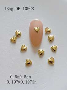 1 Pack Metal Jewelry Nail Art Accessories Heart 3D Nail Decorations