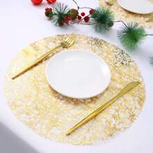 Bộ 15/30/60/120 miếng lót đĩa lưới vàng, dùng một lần, thích hợp cho tiệc sinh nhật, lễ hội, đám cưới, bữa tối, tiệc nướng, ăn uống trong nhà và ngoài trời, cách nhiệt, bảo vệ bàn, trang trí bàn bếp tại nhà - Vàng - Xem 3