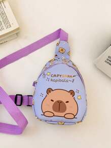 Children's Cute Cartoon Capybara Pattern Print Chest Bag, Lightweight Sport Casual Waist Pack & Sling Bag, Outdoor Travel Vacation Fanny Pack With Adjustable Shoulder Strap, Daily Commuter Mobile Phone Coin Crossbody Bags School Bag, Kids Bag, Bag School, Kindergarten Bag, Boys Bag Kids, School Girls, Perfect For Girls, Teen Girls, School Boys, Teen Boys Teen Boy Gift