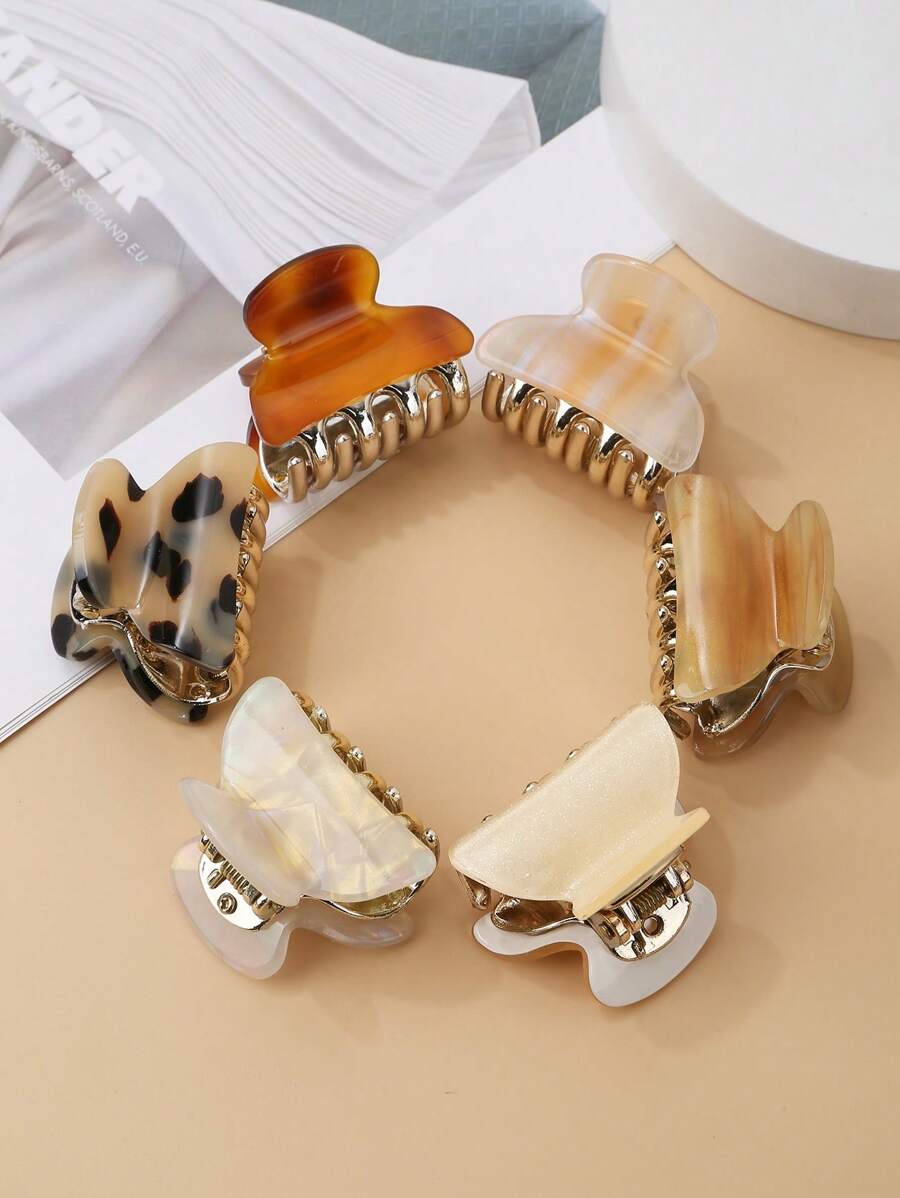 2pcs Random White & Golden Hair Claw Clips For Women Hair Jaw Clip Hair Clamps Hair Clutch Hair Catcher Clip Fall Winter Hair Clip Hair Accessories For Women For Vacation Outfits Woman