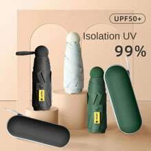 1pc Mini Foldable Umbrella UV Protection Mini Sun Umbrella Dual Use Portable Box To Store Sunshade Umbrella Mini Umbrella