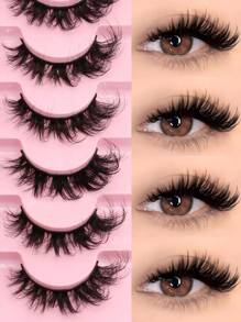 7 pares de pestañas postizas de ojos de gato, pestañas falsas de visón, pestañas naturales esponjosas y voluminosas, extensiones de pestañas naturales y completas, artículos esenciales de viaje, herramientas de maquillaje, pestañas postizas - Pestañas Fluffy - Ver 8