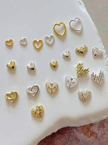 1 Pack Metal Jewelry Nail Art Accessories Heart 3D Nail Decorations