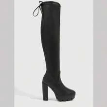 Over-The-Knee Boots With Platform Heel Fashion - màu đen - Xem 7