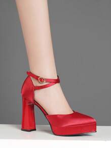 Sapatos femininos de salto alto vazados, salto super alto, rosa, damasco, branco, preto, vermelho, prata, dourado, da moda. - Vermelho - Ver 4