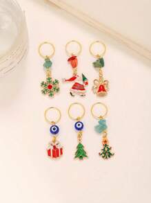6pcs Boho Ladies Hair Ring Y2K Punk Hair Accessories Fringe Metal Christmas Tree Pendant Hair Buckle Dreadlocks Hair Buckle Dark Wind Halloween Accessories Christmas Gift Party Accessories