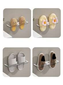 1pc Bathroom Non-Perforated Slipper Rack, Toiletries Storage, Shoe Organizer, Toilet Wall Mounted Drainage Rack