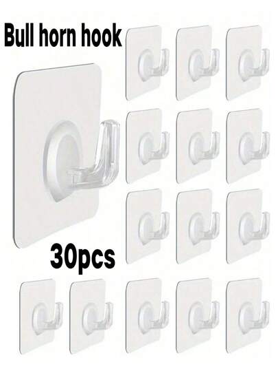 5-30pcs Wall Mounted Hooks Transparent Self Adhesive Door Wall Hangers Hooks Heavy Load Rack RV Kitchen Bathroom Organizer Holder Love Valentine