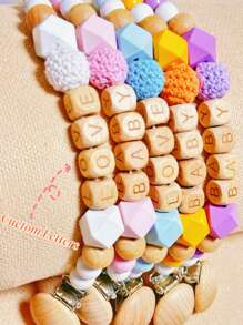 1 pieza Accesorio personalizado con clip y cadena, diseño personalizable, múltiples colores encantadores, material de madera, estilo Y2K, regalo pensado para familia y amigos, perfecto como regalo de Navidad o de vuelta al colegio