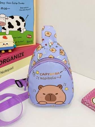 Bolso de pecho con estampado de dibujos animados de capibara lindos para niños, bolsa de cintura/bandolera ligera y casual para deportes, viajes al aire libre y vacaciones, con correa de hombro ajustable, bolso cruzado para teléfono móvil y monedas para uso diario y escolar, ideal para niños, niñas, adolescentes y jóvenes
