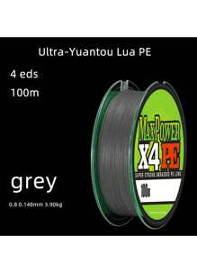 قطعة واحدة خيط صيد ضفيرة مقاوم للتلاشي بطول 100م، ذو 4 خيوط، مناسب لصيد الأمواج - رمادي - مشاهدة 2
