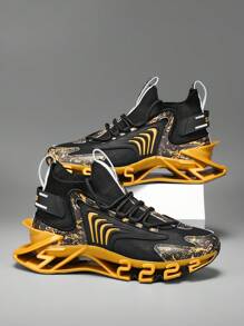 Men's Four-Season Sports Shoes, Punk Science Fiction Sole Design, Breathable Help Surface, Comfortable Inside, Suitable For Daily Fitness Wear