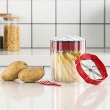 二合一土豆切刀，适用于炸薯条、土豆、洋葱切片机、苹果切片机，2 个不锈钢刀片 - 酒紅色 - 查看 9