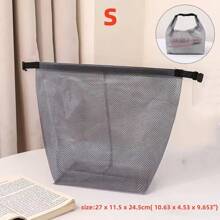 1 件旅行防水扣化妆包便携式折叠透明 PEVA 网状储物袋大容量手提包沙滩游泳手提包化妆品收纳袋女士男士