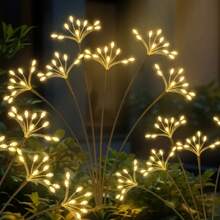Outdoor Waterproof Sun Firecracker Lights, LED Dandelion Starlight Flashing Lights, Garden Ambience Sense Decoration For Yard, Path, Deck, Flower Beds, Camping, Party Decoration - 多色 - 查看 10